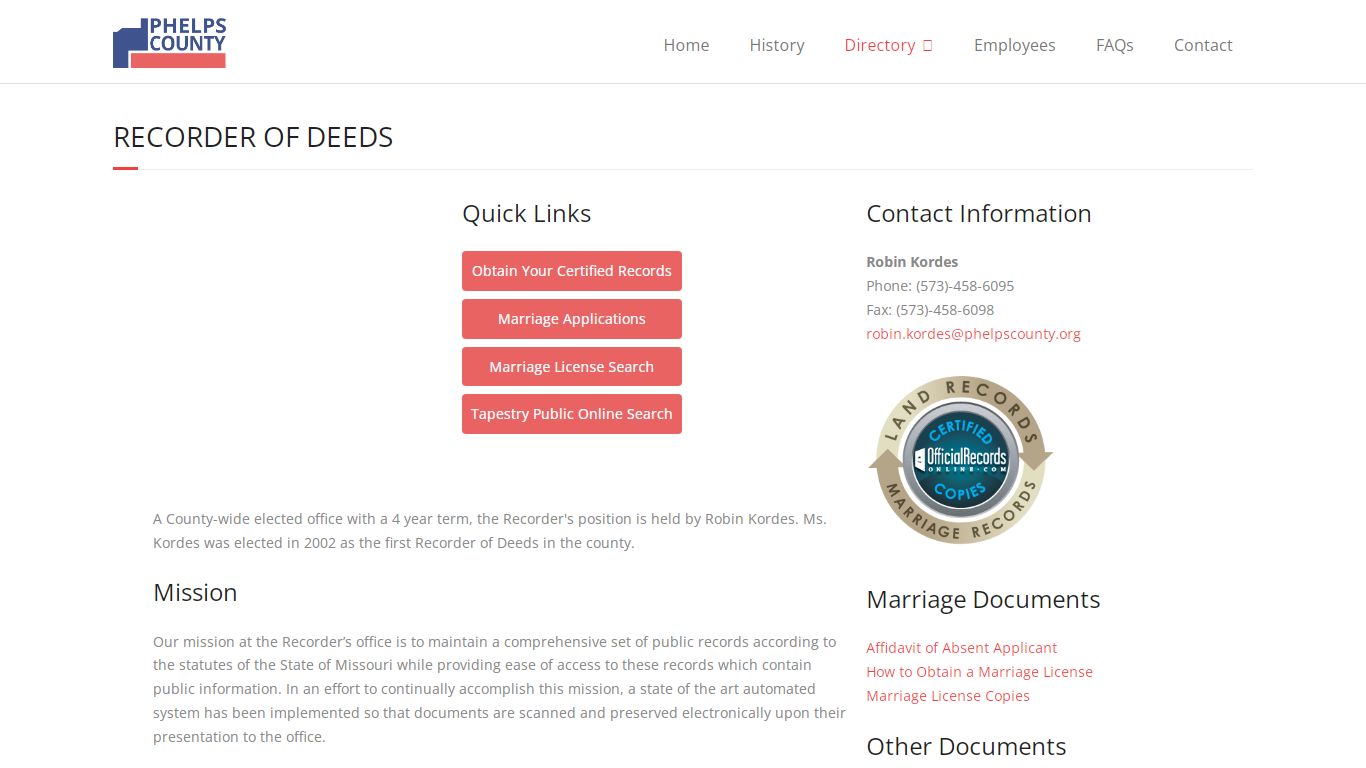 Recorder of Deeds - Phelps County